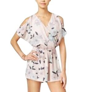 ONE CLOTHING Pink Floral Cold Shoulder Romper | S